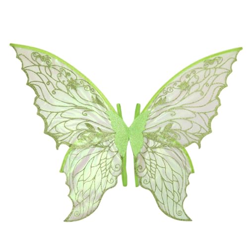 CHICTRY Feenflügel für Kinder Mädchen Glänzende Schmetterlingsflügel mit Elastischen Schulterriemen Elfenflügel Halloween Fairy Wings Weihnachten Halloween Grün One Size von CHICTRY