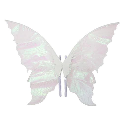CHICTRY Feenflügel für Kinder Mädchen Glänzende Schmetterlingsflügel mit Elastischen Schulterriemen Elfenflügel Halloween Fairy Wings Weihnachten Halloween Weiß One Size von CHICTRY