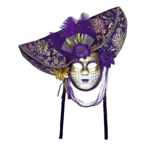 CHICTRY Frauen Venezianische Maske Übertriebene Feder Maskerade Maske Für Halloween Mardi Gras Cosplay Party Lila Einheitsgröße von CHICTRY