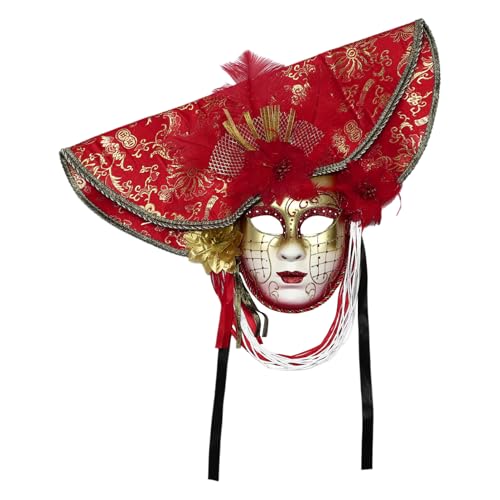 CHICTRY Frauen Venezianische Maske Übertriebene Feder Maskerade Maske Für Halloween Mardi Gras Cosplay Party Rot Einheitsgröße CHICTRY Frauen Venezianische Maske Übertriebene Feder Maskerade Maske Für Halloween Mardi Gras Cosplay Party Rot Einheitsgröße von CHICTRY