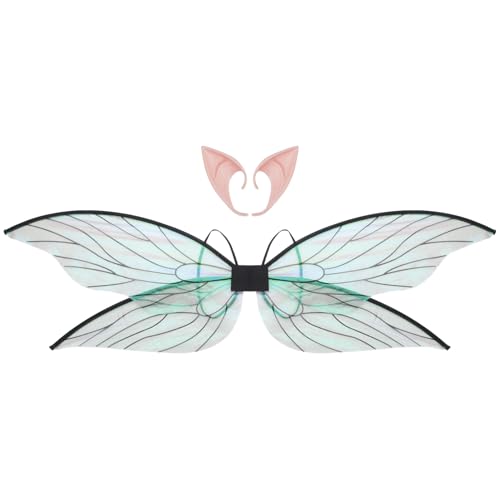CHICTRY Glitzernde Libellenflügel Feenelfenflügel Mit Elfenohren Für Halloween Kostümparty Schwarz Einheitsgröße CHICTRY Glitzernde Libellenflügel Feenelfenflügel Mit Elfenohren Für Halloween Kostümparty Schwarz Einheitsgröße von CHICTRY
