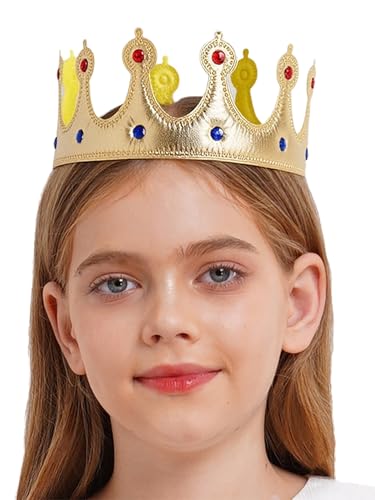 CHICTRY Goldkronen König Königin Prinz Prinzessin Goldkrone Krönungshut mit Edelsteinen für Geburtstagsparty Typ A Einheitsgröße von CHICTRY