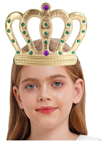 CHICTRY Goldkronen König Königin Prinz Prinzessin Goldkrone Krönungshut mit Edelsteinen für Geburtstagsparty Typ B Einheitsgröße von CHICTRY
