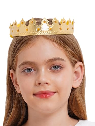 CHICTRY Goldkronen König Königin Prinz Prinzessin Goldkrone Krönungshut mit Edelsteinen für Geburtstagsparty Typ E Einheitsgröße von CHICTRY