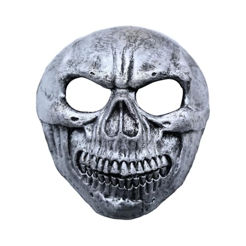 CHICTRY Gothic-Grusel-Totenkopf-Maske Horror-Tier-Totenkopf-Masken Halloween-Skelett-Cosplay-Requisiten Shoot-Requisiten Silber Einheitsgröße CHICTRY Gothic-Grusel-Totenkopf-Maske Horror-Tier-Totenkopf-Masken Halloween-Skelett-Cosplay-Requisiten Shoot-Requisiten Silber Einheitsgröße von CHICTRY