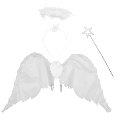 CHICTRY Halloween Engelsflügel mit Heiligenschein Feenstab Set Halloween Engel Feen Kostüm Karneval Fasching Amor Cosplay Typ C One Size CHICTRY Halloween Engelsflügel mit Heiligenschein Feenstab Set Halloween Engel Feen Kostüm Karneval Fasching Amor Cosplay Typ C One Size von CHICTRY
