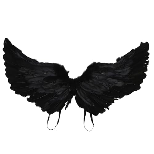 CHICTRY Halloween-Federflügel Engelsflügel Fotorequisiten für Maskenball-Cosplay-Partys Schwarz 60 * 35cm Einheitsgröße von CHICTRY