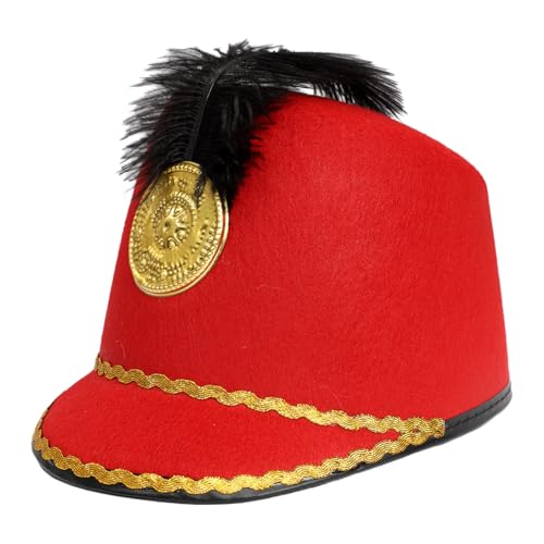 CHICTRY Halloween Kinder Filz Marching Band Hut mit Feder Deko Uniform Soldatenhut Vintage Majorette Trommler Hut für Fasching Cosplay Mottoparty Rot One Size CHICTRY Halloween Kinder Filz Marching Band Hut mit Feder Deko Uniform Soldatenhut Vintage Majorette Trommler Hut für Fasching Cosplay Mottoparty Rot One Size von CHICTRY