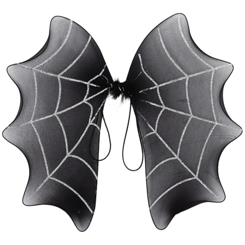 CHICTRY Halloween Spinnenkostüm Set Spinnennetz Fledermausflügel Spinnen Stirnband Für Vampir Cosplay Party Flügel A Einheitsgröße CHICTRY Halloween Spinnenkostüm Set Spinnennetz Fledermausflügel Spinnen Stirnband Für Vampir Cosplay Party Flügel A Einheitsgröße von CHICTRY