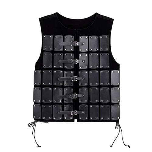 CHICTRY Herren Medieval Kunstleder Brust Rüstung mit Schnallen Steampunk Weste Soldaten Gladiatoren Brustpanzer Fasching Cosplay Halloween Schwarz One Size von CHICTRY