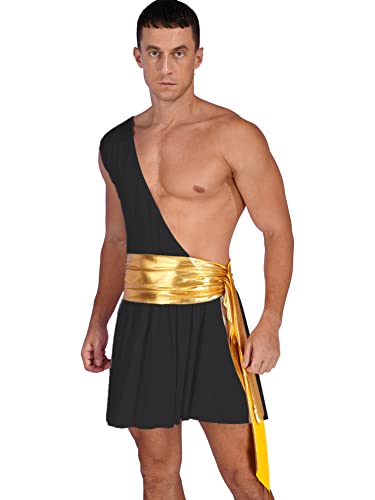 CHICTRY Herren Weiß Schwarz Toga Griechischer Gott Kostüm Erwachsene Party Toga Caesar Römer Kostüm Mit Schräg Träger Für Fasching Karneval Schwarz A L CHICTRY Herren Weiß Schwarz Toga Griechischer Gott Kostüm Erwachsene Party Toga Caesar Römer Kostüm Mit Schräg Träger Für Fasching Karneval Schwarz A L von CHICTRY