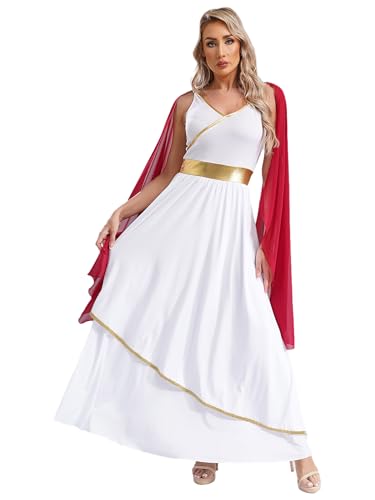 CHICTRY Karneval Kostüm Damen Römische Göttin Aphrodite Kleid Metallic Patchwork Griechisches Toga Kleid Griechin Faschingskostüm Burgundy M CHICTRY Karneval Kostüm Damen Römische Göttin Aphrodite Kleid Metallic Patchwork Griechisches Toga Kleid Griechin Faschingskostüm Burgundy M von CHICTRY
