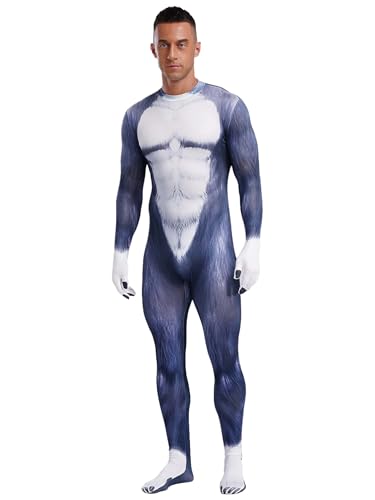 CHICTRY Karneval Kostüm Herren Anzug Tier 3d Motiv Overall Langarm Ganzkörper Jumpsuit Mit Schwanz Kuh Leoparden Tiger Cosplay Outfit Typ B XXL CHICTRY Karneval Kostüm Herren Anzug Tier 3d Motiv Overall Langarm Ganzkörper Jumpsuit Mit Schwanz Kuh Leoparden Tiger Cosplay Outfit Typ B XXL von CHICTRY