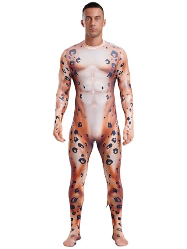 CHICTRY Karneval Kostüm Herren Anzug Tier 3d Motiv Overall Langarm Ganzkörper Jumpsuit Mit Schwanz Kuh Leoparden Tiger Cosplay Outfit Typ F XXL CHICTRY Karneval Kostüm Herren Anzug Tier 3d Motiv Overall Langarm Ganzkörper Jumpsuit Mit Schwanz Kuh Leoparden Tiger Cosplay Outfit Typ F XXL von CHICTRY