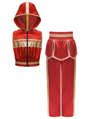 CHICTRY Kickboxer Kostüm Kinder Junge Boxing Set Ärmellos Kickbox T-Shirt Hoodie Boxoberteil Mit Muay Thai Satinhose Trainingshose Sportswear Rot 170 CHICTRY Kickboxer Kostüm Kinder Junge Boxing Set Ärmellos Kickbox T-Shirt Hoodie Boxoberteil Mit Muay Thai Satinhose Trainingshose Sportswear Rot 170 von CHICTRY
