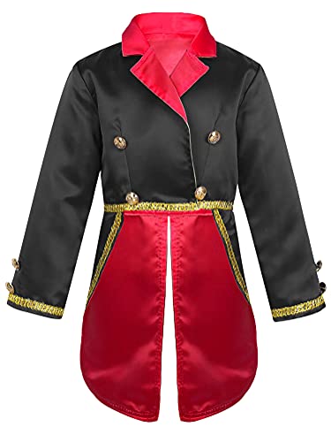 CHICTRY Kinder Jungen Prinz Kostüm Halloween Edel Frack Jacke Satin Smoking Sakko mit Golden Knöpfe Fasching Karneval Cosplay Outfits Gr.80-164 Schwarz 116 von CHICTRY