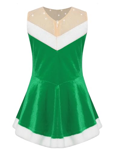 CHICTRY Kinder Mädchen Ballettkleid Strass Glitzer Tanzkleid Mit Weiß Saum Ärmellos Weihnachtskleid Patchwork Weihnachtsfrau Santa Claus Kostüm Tanzkostüm Grün 146-152 CHICTRY Kinder Mädchen Ballettkleid Strass Glitzer Tanzkleid Mit Weiß Saum Ärmellos Weihnachtskleid Patchwork Weihnachtsfrau Santa Claus Kostüm Tanzkostüm Grün 146-152 von CHICTRY