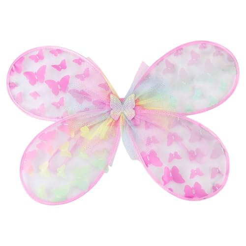 CHICTRY Kinder Mädchen Schmetterling Flügel Pailletten Feenflügel Partygeschenke Elfen Flügel Halloween Karneval Performance Requisiten Typ A Hot Pink One Size von CHICTRY
