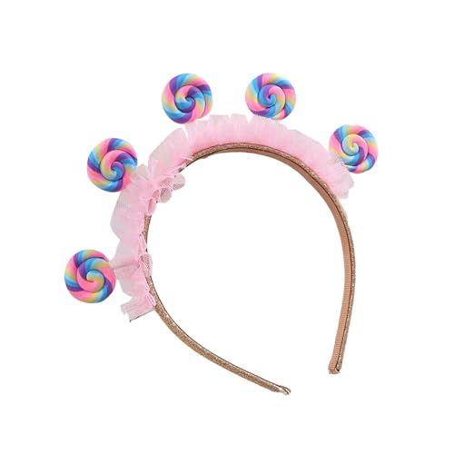 CHICTRY Mädchen Pailletten Stirnband mit Mesh Lollipop Deko Niedlich Glitzernd Haarband Kopfschmuck Süß Kopfbedeckung Fasching Typ B One Size von CHICTRY