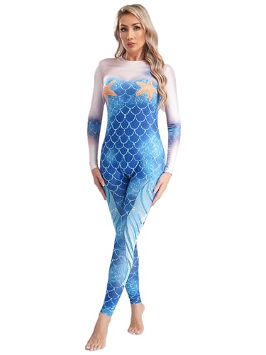 CHICTRY Meerjungfrau Ganzkörperanzug Damen Mermaid Kostüm Langarm Fischschuppen Overall Motiv Jumpsuit Fastnacht Mottoparty Faschingkostüm Dunkelblau H M CHICTRY Meerjungfrau Ganzkörperanzug Damen Mermaid Kostüm Langarm Fischschuppen Overall Motiv Jumpsuit Fastnacht Mottoparty Faschingkostüm Dunkelblau H M von CHICTRY