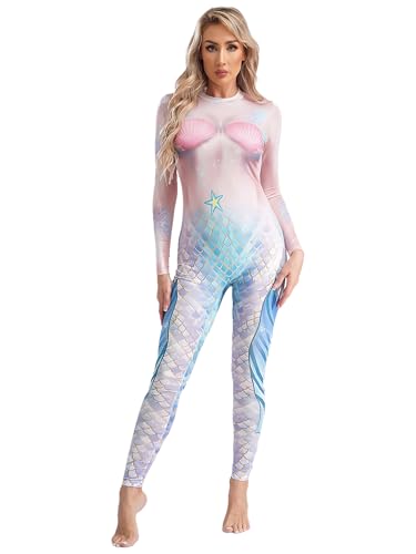 CHICTRY Meerjungfrau Ganzkörperanzug Damen Mermaid Kostüm Langarm Fischschuppen Overall Motiv Jumpsuit Fastnacht Mottoparty Faschingkostüm Helles Lila H XL CHICTRY Meerjungfrau Ganzkörperanzug Damen Mermaid Kostüm Langarm Fischschuppen Overall Motiv Jumpsuit Fastnacht Mottoparty Faschingkostüm Helles Lila H XL von CHICTRY