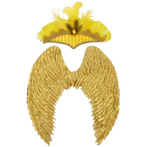 CHICTRY Metallic Glitter Feather Angel Wings Dress Up Feather Headwear Für Halloween Bühnenauftritt Typ 5 Einheitsgröße von CHICTRY