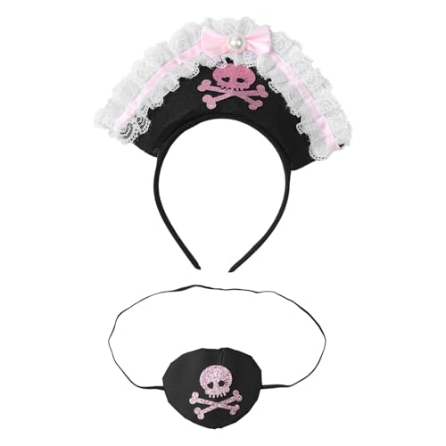 CHICTRY Piratenkostüm Accessoires Piratenhut Stirnbänder Und Augenklappen Für Halloween Cosplay Party Rosa Einheitsgröße CHICTRY Piratenkostüm Accessoires Piratenhut Stirnbänder Und Augenklappen Für Halloween Cosplay Party Rosa Einheitsgröße von CHICTRY