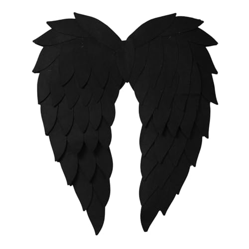 CHICTRY Realistische Engelsflügel Cosplay-Federflügel für Halloween-Cosplay-Party-Fotoshooting Schwarz 55x40CM Einheitsgröße von CHICTRY