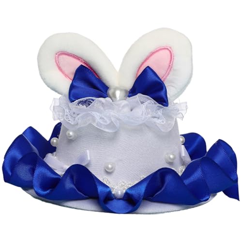 CHICTRY Sweet Lolita Headwear with Clips Bowknot Lace Ruffle Headband for Anime Cosplay Party Blaues rotes Ohr 1 One Size von CHICTRY