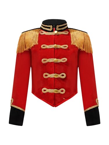 CHICTRY Zirkus Akrobatik Kostüm Kinder Mädchen Junge Dompteurin Jacke Langarm Fransen Quaste Mantel Stehkragen Balzer Für Fasching Karneval Mottoparty Rot 158-164 CHICTRY Zirkus Akrobatik Kostüm Kinder Mädchen Junge Dompteurin Jacke Langarm Fransen Quaste Mantel Stehkragen Balzer Für Fasching Karneval Mottoparty Rot 158-164 von CHICTRY
