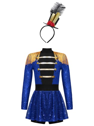 CHICTRY Zirkus Direktor Kostüm Kinder Mädchen Pailletten Tanzkostüm Langarm Tanzkleid Fransen Quasten Trikotanzug Mit Zylinder Hut Faschingkostüm Blau 158-164 CHICTRY Zirkus Direktor Kostüm Kinder Mädchen Pailletten Tanzkostüm Langarm Tanzkleid Fransen Quasten Trikotanzug Mit Zylinder Hut Faschingkostüm Blau 158-164 von CHICTRY
