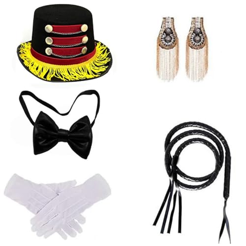 CHICTRY Zirkusmeister Kostüm Set Magier Zirkusdirektor Löwenbändiger Kostüm Zubehör Für Halloween Party Typ C Einheitsgröße von CHICTRY