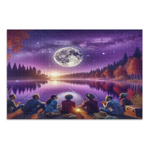 1000 Teile Puzzle, Herbstnacht, Angeln, lustiges Puzzle, Abschlussfeier oder Geburtstagsgeschenk, fertige Größe 75 x 50 cm 1000 Teile Puzzle, Herbstnacht, Angeln, lustiges Puzzle, Abschlussfeier oder Geburtstagsgeschenk, fertige Größe 75 x 50 cm von CHIFIGNO