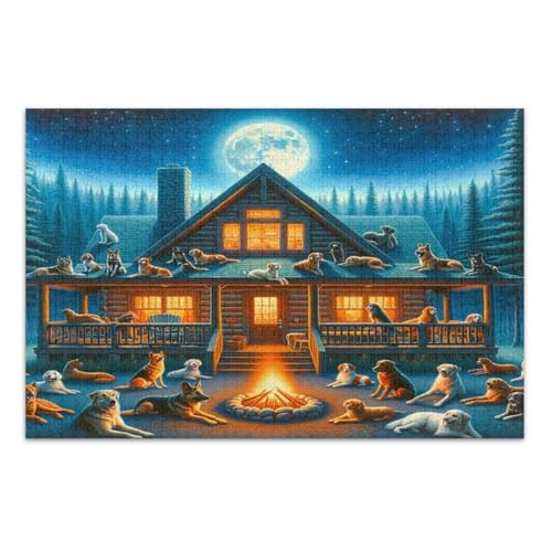 1000 Teile Puzzle, Nachtkabinenszene Hunde, lustiges Puzzle, herausfordernde Familienaktivität, fertige Größe 75 x 50 cm 1000 Teile Puzzle, Nachtkabinenszene Hunde, lustiges Puzzle, herausfordernde Familienaktivität, fertige Größe 75 x 50 cm von CHIFIGNO