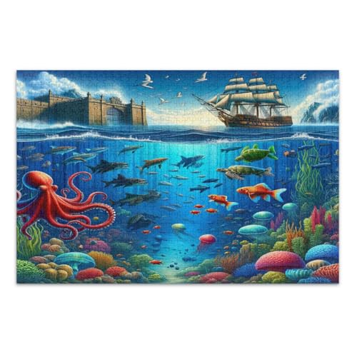 1000 Teile Puzzle, Unterwasser-Szene Lustige Puzzles Wunderbare Puzzle Geschenke für Frauen Männer, Fertige Größe 29,5 x 19,7 Zoll 1000 Teile Puzzle, Unterwasser-Szene Lustige Puzzles Wunderbare Puzzle Geschenke für Frauen Männer, Fertige Größe 29,5 x 19,7 Zoll von CHIFIGNO
