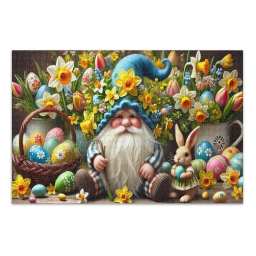 1000 Teile Puzzle, Zwerg Kaninchen Blumen Eier Familie Puzzles Weiß Elefant Geschenkideen, Fertige Größe 29,5 x 19,7 Zoll 1000 Teile Puzzle, Zwerg Kaninchen Blumen Eier Familie Puzzles Weiß Elefant Geschenkideen, Fertige Größe 29,5 x 19,7 Zoll von CHIFIGNO
