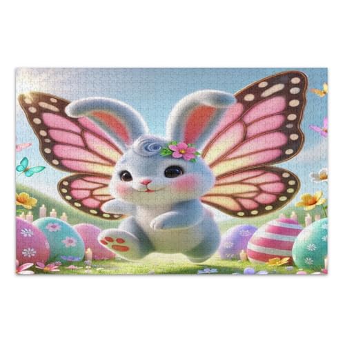 1000 Teile Puzzle, niedliche Kaninchen, Schmetterlingsflügel, Ostereier, lustige Puzzles, Unterhaltungsspielzeug, Geburtstagsgeschenk, fertige Größe 29,5 x 19,7 Zoll 1000 Teile Puzzle, niedliche Kaninchen, Schmetterlingsflügel, Ostereier, lustige Puzzles, Unterhaltungsspielzeug, Geburtstagsgeschenk, fertige Größe 29,5 x 19,7 Zoll von CHIFIGNO