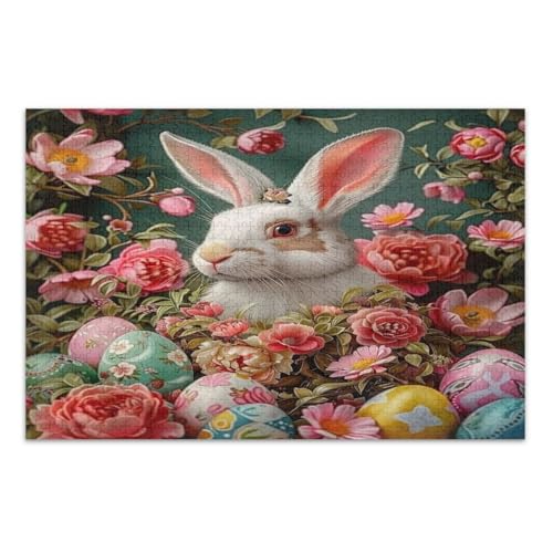 1000 Teile Puzzle, weißes Kaninchen, rosa Blumen, Ostereier, schwierige Puzzles, anspruchsvolle Familienaktivitäten, fertige Größe 29,5 x 19,7 Zoll 1000 Teile Puzzle, weißes Kaninchen, rosa Blumen, Ostereier, schwierige Puzzles, anspruchsvolle Familienaktivitäten, fertige Größe 29,5 x 19,7 Zoll von CHIFIGNO