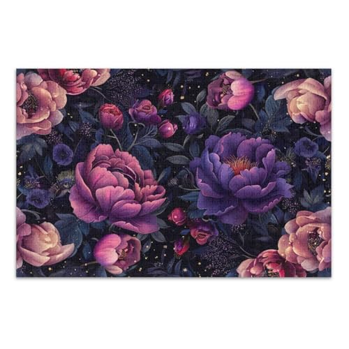 1000 Teile Puzzle für Erwachsene, Lila Blumen Familie Puzzles Wunderbare Puzzle Geschenke für Frauen Männer, Fertige Größe 29,5 x 19,7 Zoll von CHIFIGNO