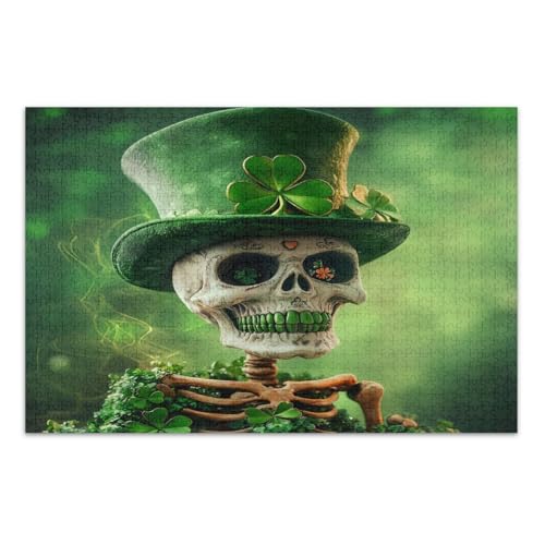 1000 Teile Puzzle für Erwachsene, Lustiges St. Patrick's Day Schädel Grün Lustige Puzzles Abschluss oder Geburtstagsgeschenk, Fertige Größe 29,5 x 19,7 Zoll 1000 Teile Puzzle für Erwachsene, Lustiges St. Patrick's Day Schädel Grün Lustige Puzzles Abschluss oder Geburtstagsgeschenk, Fertige Größe 29,5 x 19,7 Zoll von CHIFIGNO