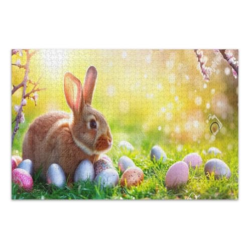 1000 Teile Puzzle für Erwachsene, Osterhase mit Eiern und Blumen Familienpuzzles Herausfordernde Familienaktivität, Fertige Größe 29,5 x 19,7 Zoll 1000 Teile Puzzle für Erwachsene, Osterhase mit Eiern und Blumen Familienpuzzles Herausfordernde Familienaktivität, Fertige Größe 29,5 x 19,7 Zoll von CHIFIGNO
