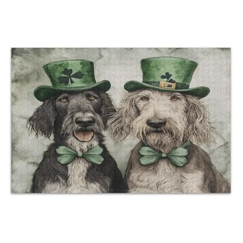1000 Teile Puzzle für Erwachsene, St. Patrick's Day Handsome Dog Einzigartige Puzzles Wunderbare Puzzle Geschenke für Frauen Männer, Fertige Größe 75 x 50 cm 1000 Teile Puzzle für Erwachsene, St. Patrick's Day Handsome Dog Einzigartige Puzzles Wunderbare Puzzle Geschenke für Frauen Männer, Fertige Größe 75 x 50 cm von CHIFIGNO