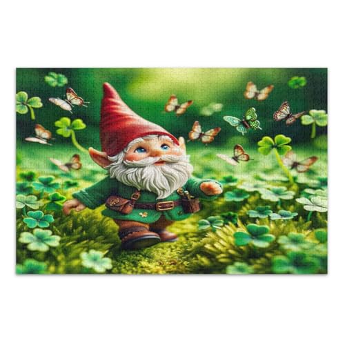1000 Teile Puzzle für Erwachsene, St. Patrick's Day Zwerg Kleeblätter Coole Puzzles Tolle Geschenkidee für Feiertage, Fertige Größe 29,5 x 19,7 Zoll 1000 Teile Puzzle für Erwachsene, St. Patrick's Day Zwerg Kleeblätter Coole Puzzles Tolle Geschenkidee für Feiertage, Fertige Größe 29,5 x 19,7 Zoll von CHIFIGNO
