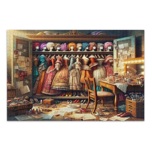 1000 Teile Puzzle für Erwachsene, Vintage Backstage im Theater, Familienpuzzle, lustige und farbenfrohe Wandkunst, fertige Größe 75 x 50 cm 1000 Teile Puzzle für Erwachsene, Vintage Backstage im Theater, Familienpuzzle, lustige und farbenfrohe Wandkunst, fertige Größe 75 x 50 cm von CHIFIGNO
