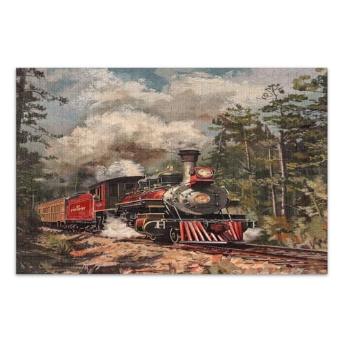1000 Teile Puzzle für Erwachsene, Vintage Zug Coole Puzzles Spaß Spiel für Männer Frauen, Fertige Größe 29.5 * 19.7 Zoll von CHIFIGNO