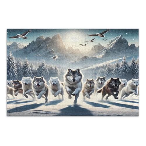 1000 Teile Puzzle für Erwachsene, verschneite Landschaft Wölfe Lustige Puzzles Tolle Geschenkidee für Feiertage, Fertige Größe 29,5 x 19,7 Zoll 1000 Teile Puzzle für Erwachsene, verschneite Landschaft Wölfe Lustige Puzzles Tolle Geschenkidee für Feiertage, Fertige Größe 29,5 x 19,7 Zoll von CHIFIGNO