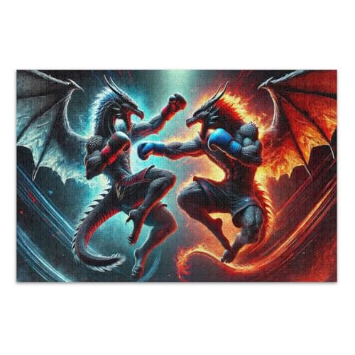 1000 Teile Puzzles, Feuer und Frost Drachen Familienpuzzle Herausfordernde Familienaktivität, Fertige Größe 29,5 x 19,7 Zoll 1000 Teile Puzzles, Feuer und Frost Drachen Familienpuzzle Herausfordernde Familienaktivität, Fertige Größe 29,5 x 19,7 Zoll von CHIFIGNO