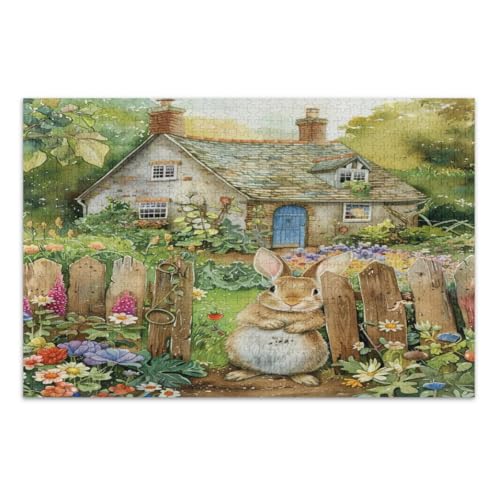 1000 Teile Puzzles, Retro Hase Lustige Puzzles Tolle Geschenkidee für Feiertage, Fertige Größe 29,5 x 19,7 Zoll 1000 Teile Puzzles, Retro Hase Lustige Puzzles Tolle Geschenkidee für Feiertage, Fertige Größe 29,5 x 19,7 Zoll von CHIFIGNO