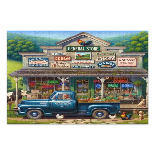 1000 Teile Puzzles, Vintage Country Store Familie Puzzles Spaß Spiel für Männer Frauen, fertige Größe 29,5 x 19,7 Zoll 1000 Teile Puzzles, Vintage Country Store Familie Puzzles Spaß Spiel für Männer Frauen, fertige Größe 29,5 x 19,7 Zoll von CHIFIGNO
