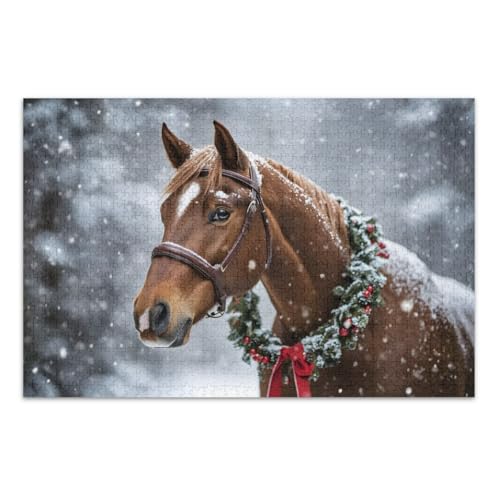 1000 Teile Puzzles, Winterpferd, lustiges Puzzle, lustiges Spiel für Männer und Frauen, fertige Größe 29,5 x 19,7 Zoll 1000 Teile Puzzles, Winterpferd, lustiges Puzzle, lustiges Spiel für Männer und Frauen, fertige Größe 29,5 x 19,7 Zoll von CHIFIGNO